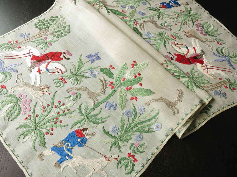 The Hunt Vintage Rapisardi Italian Hand Embroidered Table Runner