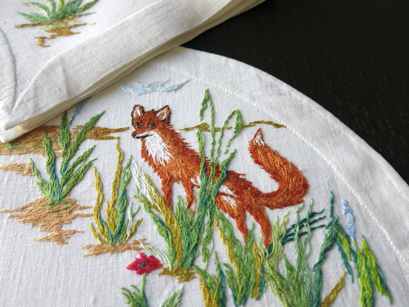 "Les Fables de la Fontaine" Vintage D Porthault Linen Placemat Set for 12