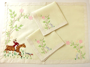 Bunny Hunt Vintage Madeira Embroidery 3pc Breakfast Set