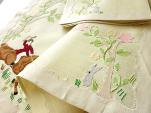Bunny Hunt Vintage Madeira Embroidery 3pc Breakfast Set