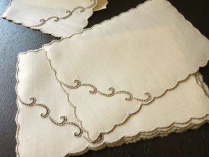 "Simplicity" Marghab Vintage Madeira Ecru Cocktail Napkins, Set of 8