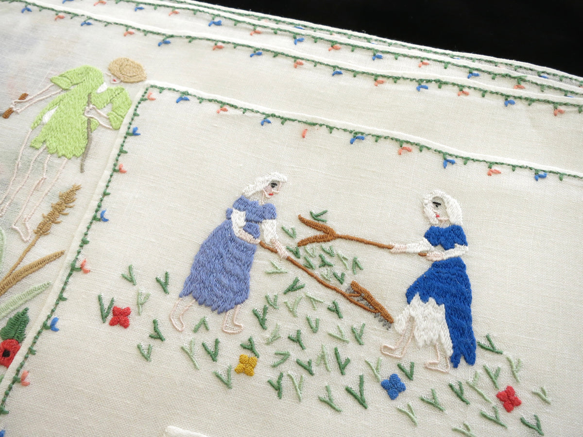 Medieval Labors of the Months, Vintage Rapisardi Italian Embroidery - 12 Placemats