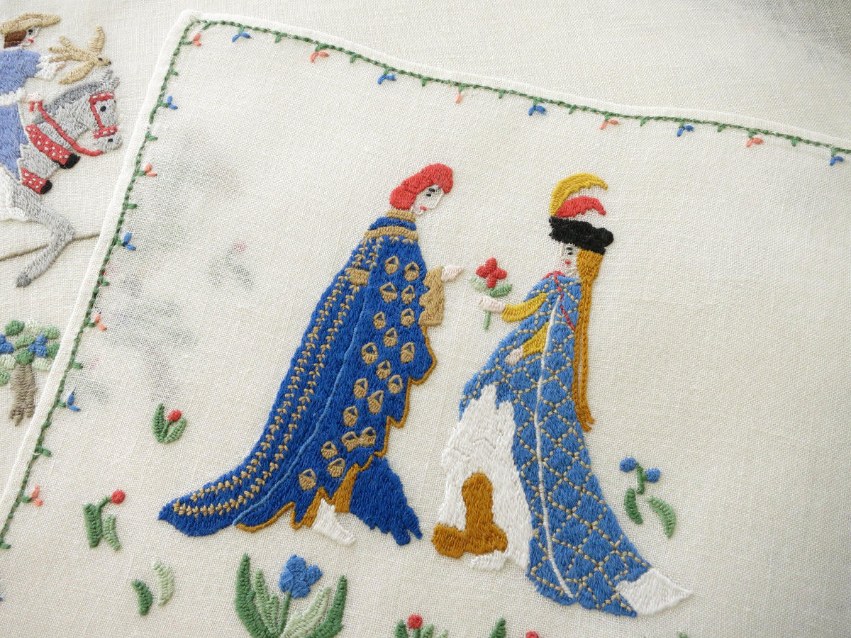 Medieval Labors of the Months, Vintage Rapisardi Italian Embroidery - 12 Placemats