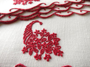 Holiday Cornucopia Vintage Madeira Linen Cocktail Napkins - Set of 6