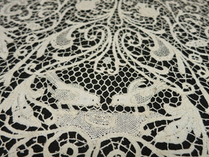 Birds Nest w/ Eggs Antique Italian Lace Table Runner 16x52