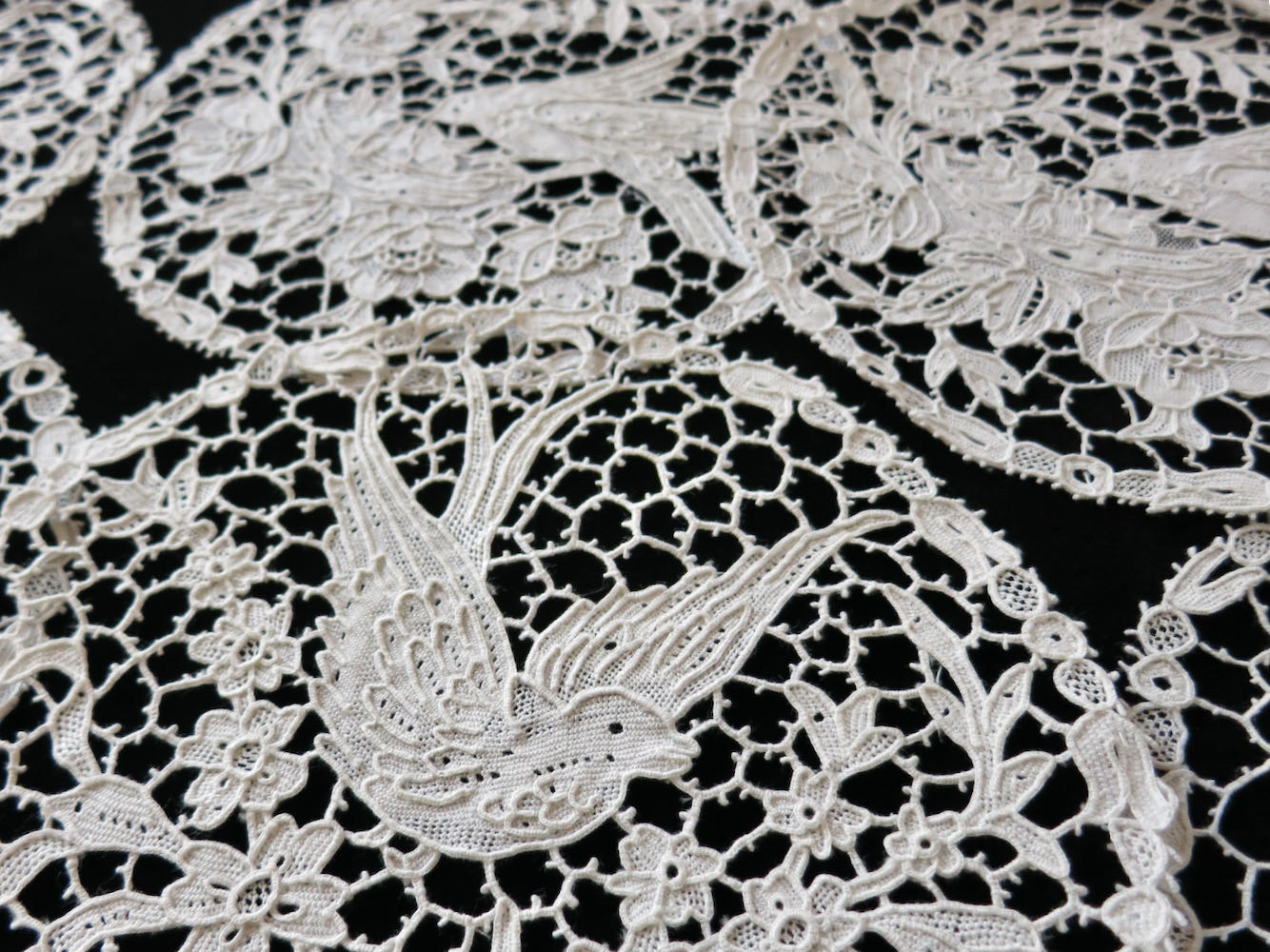 Antique Bobbin Lace Hearts and Flowers