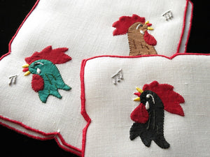 Madeira vintage cocktail napkins singing roosters