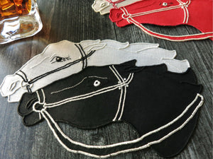 Neck & Neck Horse Race Vintage Madeira Cocktail Napkins - Set of 8