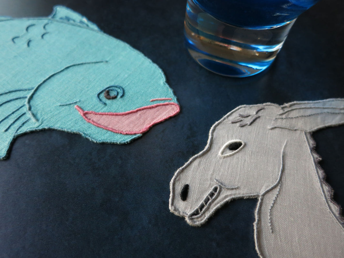 Party Animals Vintage Madeira Linen Cocktail Napkins - Set of 8