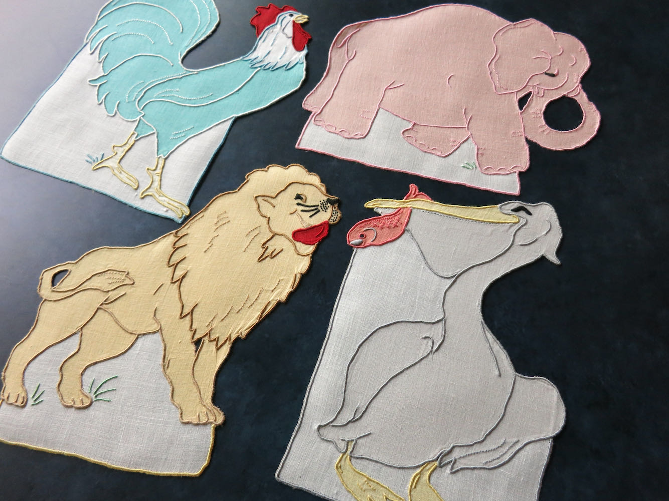 Party Animals Vintage Madeira Linen Cocktail Napkins - Set of 8