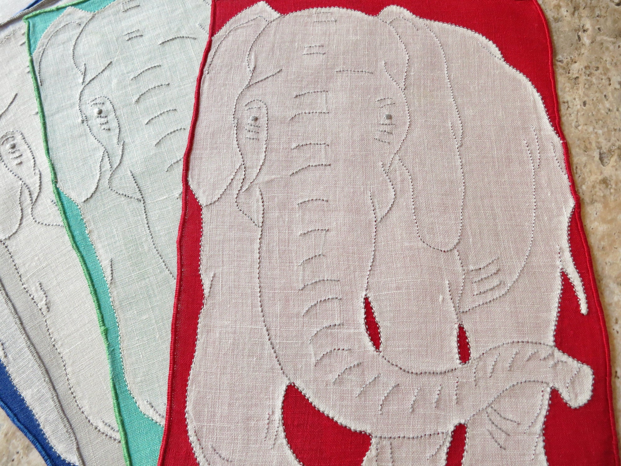 Elephant Walk Vintage Madeira Linen Cocktail Napkins ~ Set of 8