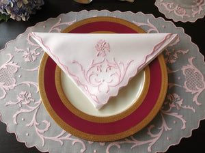 Pink Flourish Vintage Madeira Organdy Placemat Setting for 12
