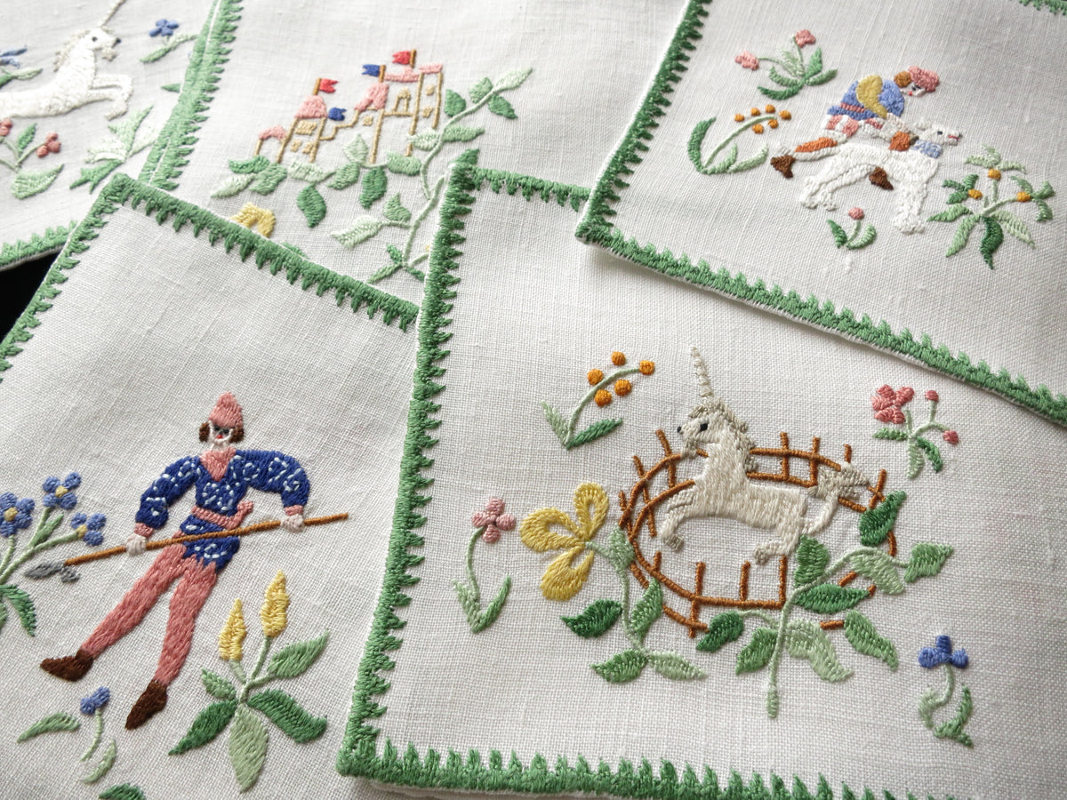 Hunt of the Unicorn, Vintage Rapisardi Italian Cocktail Napkins, Set of 12