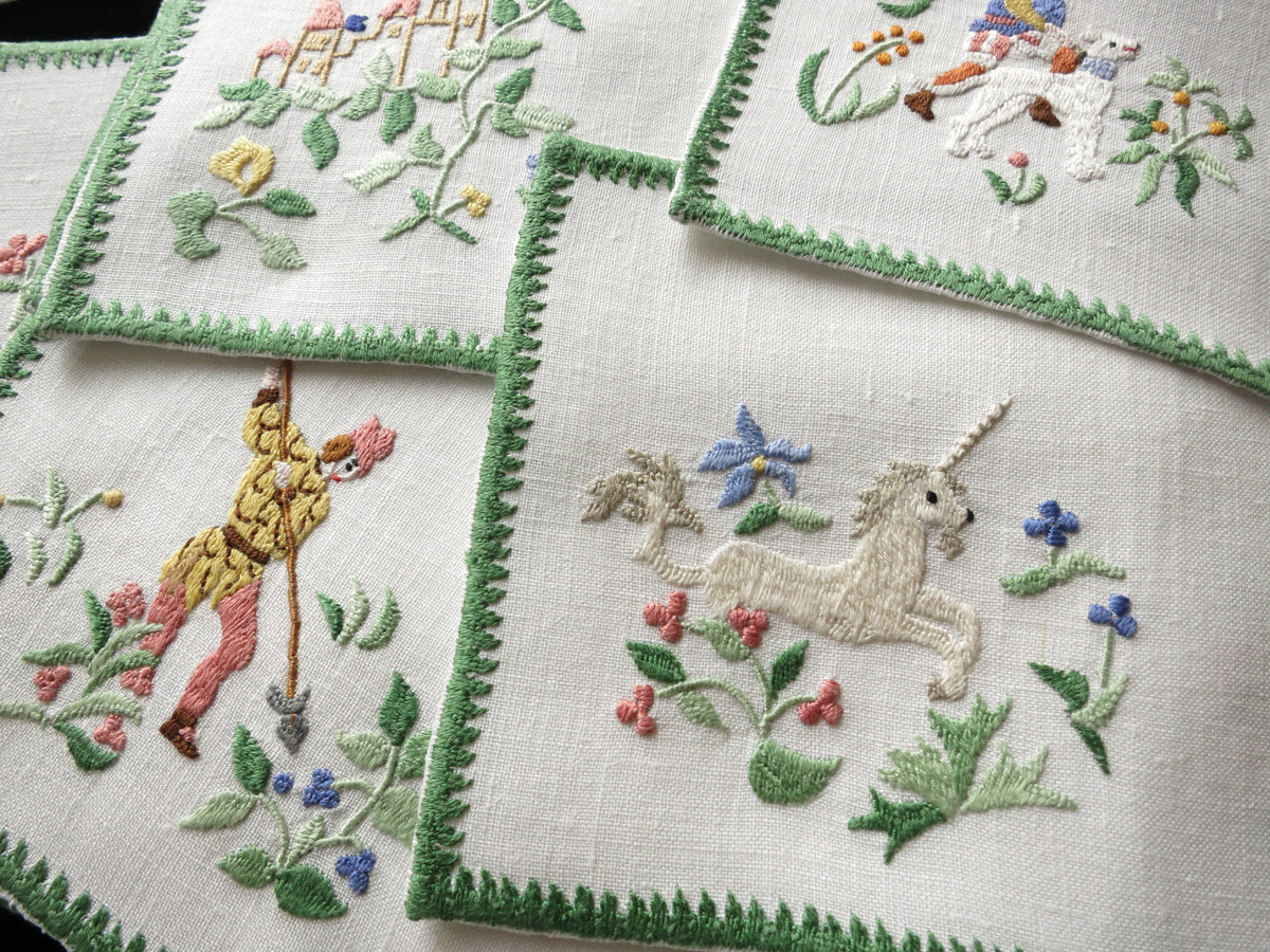 Hunt of the Unicorn, Vintage Rapisardi Italian Cocktail Napkins, Set of 12