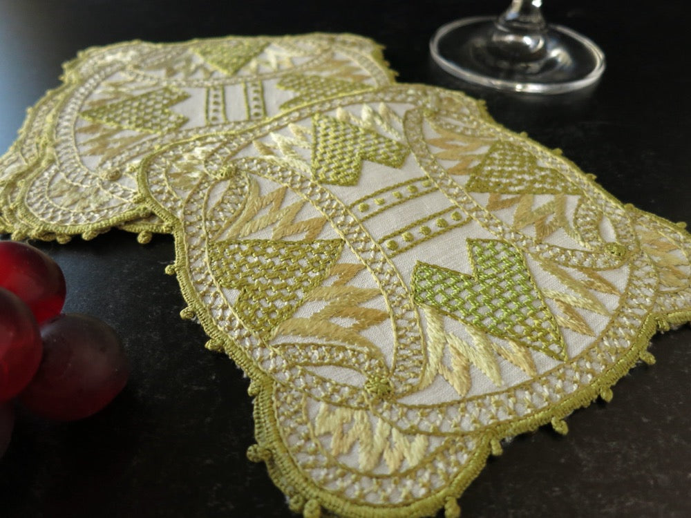 Antique Ottoman Embroidered Cocktail Napkins - Set of 6
