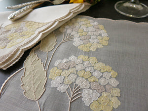 "Hydrangea" in Yellow Vintage Marghab 16pc Placemat Set for 8