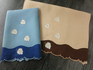 Falling Leaves Vintage Linen Madeira Guest Towels ~ Set of 2