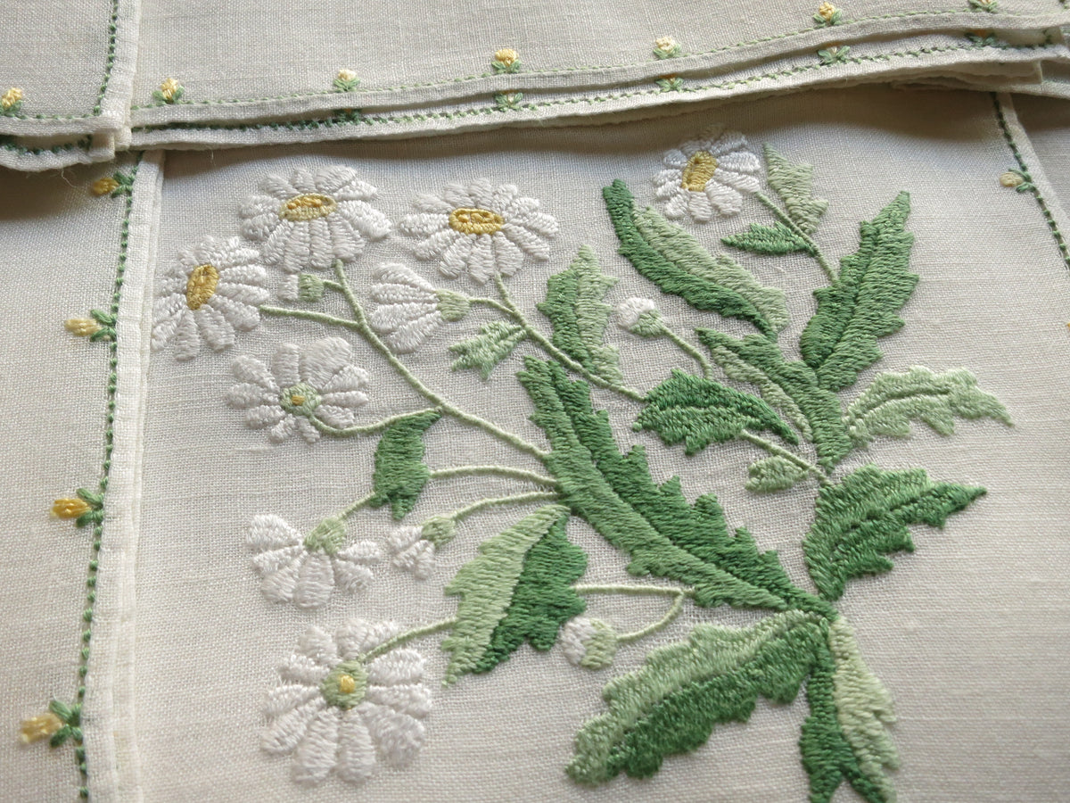 Elaborate Yellow Flowers Italian Rapisardi Hand Embroidered Napkins - Set of 12