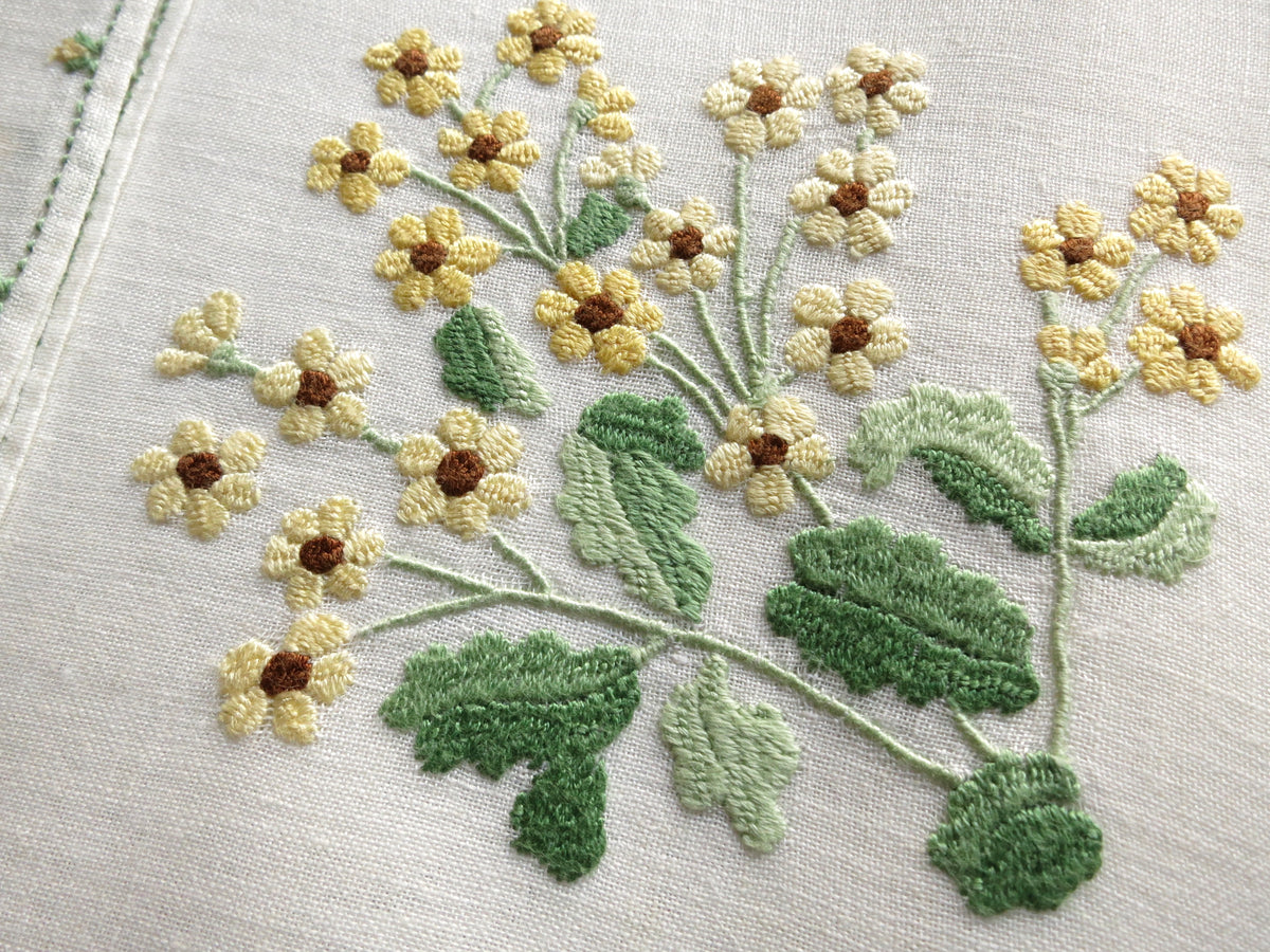 Elaborate Yellow Flowers Italian Rapisardi Hand Embroidered Napkins - Set of 12