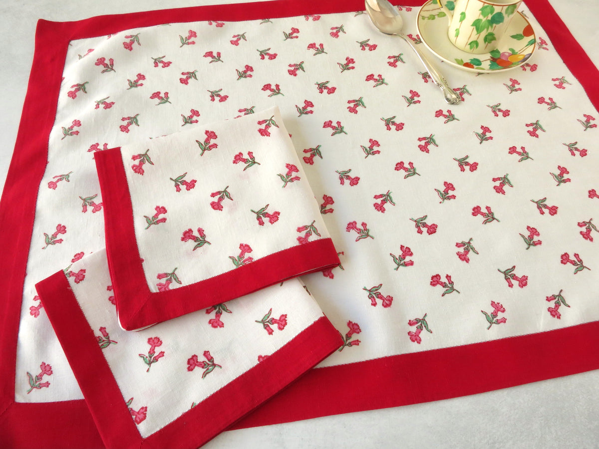 Vintage D Porthault Flax Linen 3pc Breakfast Set