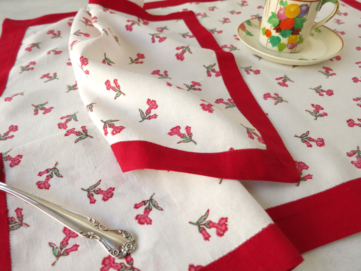 Vintage D Porthault Flax Linen 3pc Breakfast Set