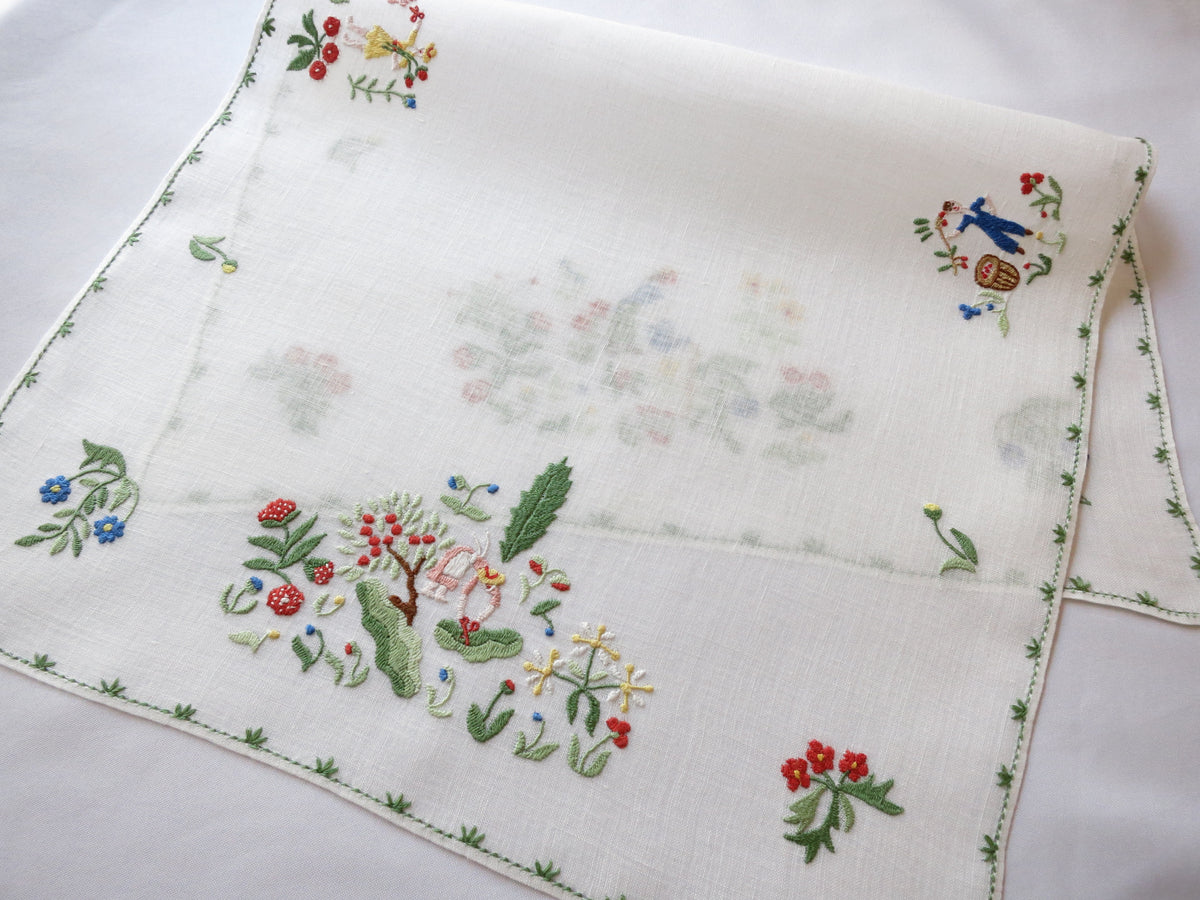 Gardener's Delight Italian Embroidery Linen Table Runner Baroness Rapisardi