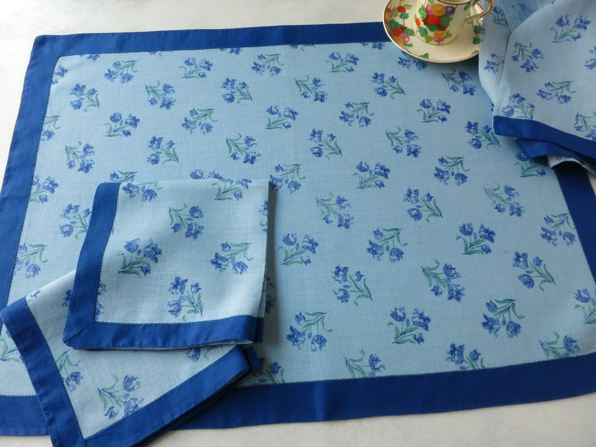 Vintage D Porthault Flax Linen 3pc Breakfast Set, plus Towel