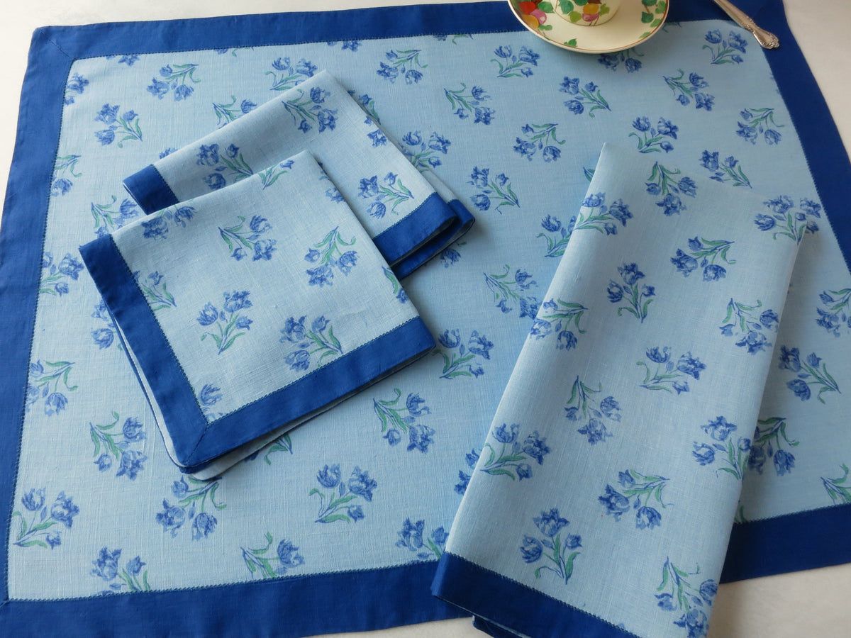 Vintage D Porthault Flax Linen 3pc Breakfast Set, plus Towel