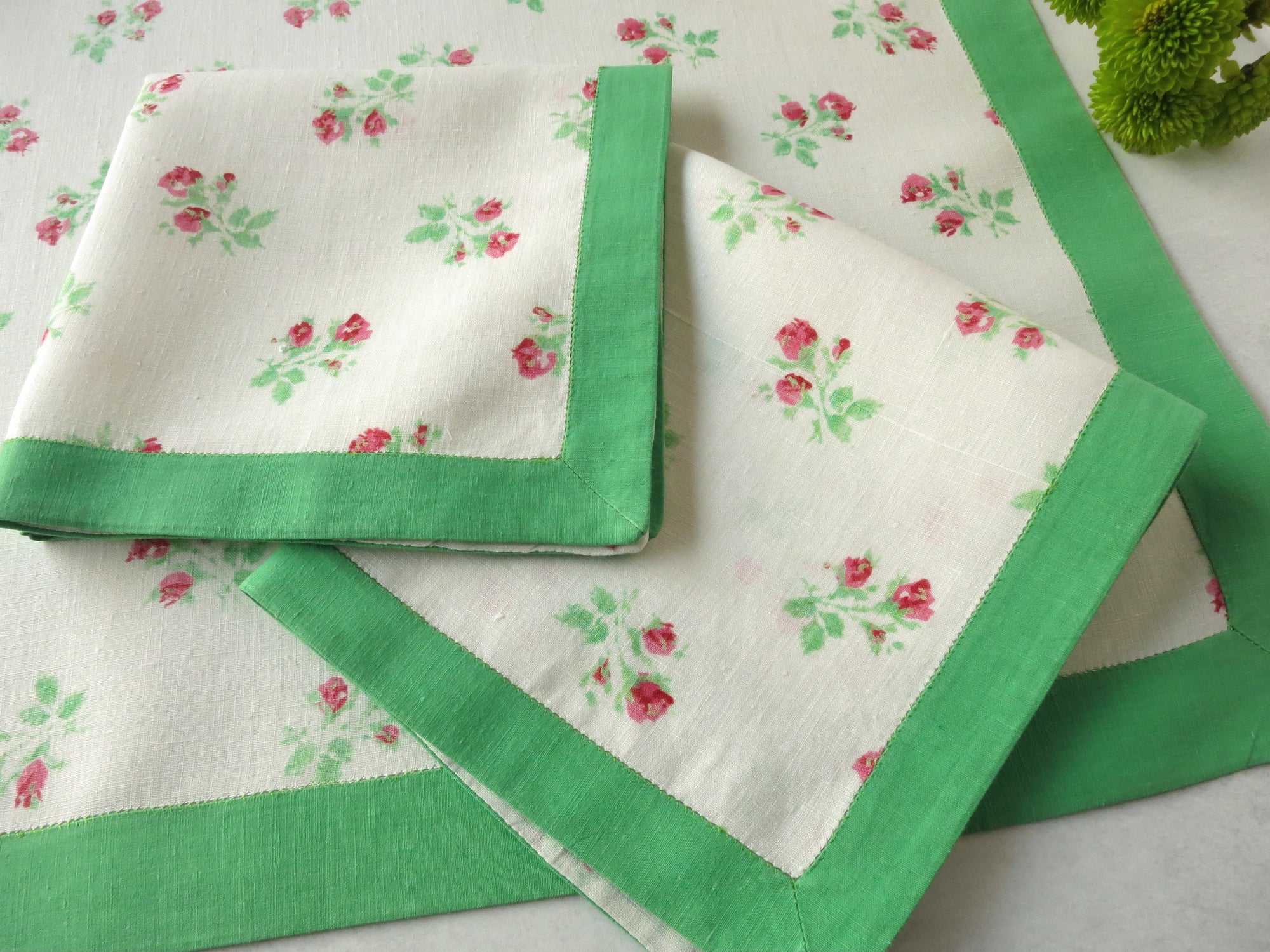 Vintage D Porthault Flax Linen 3pc Breakfast Set