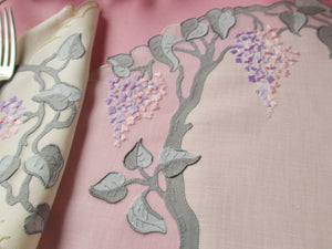 Wisteria Vintage Madeira Linen & organdy 16pc Placemat Set for 8
