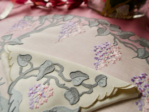 Wisteria Vintage Madeira Linen & organdy 16pc Placemat Set for 8