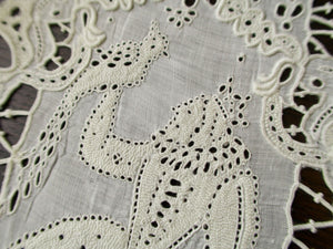 Royalty Antique French Finely Embroidered Linen Placemats, 10 count