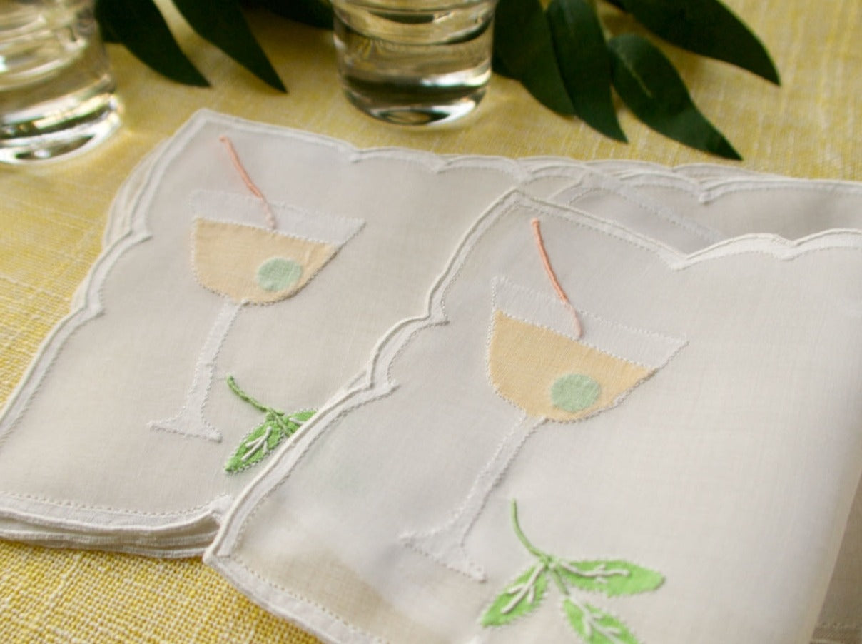 Garnished Cocktails Vintage Madeira Cocktail Napkins, Set of 6