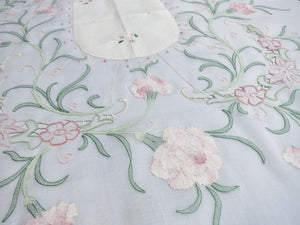 Carnations Vintage Madeira Organdy Tablecloth 68x104