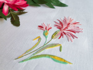 Vintage French Beauvais Hand Embroidered Linen Tablecloth 46x48"