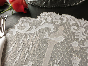 Madame Pompadour Vintage Madeira Embroidery 16pc Placemat Setting for 8