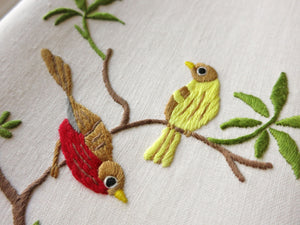 Pretty Birds Vintage Madeira Linen Guest Towels, Set of 2