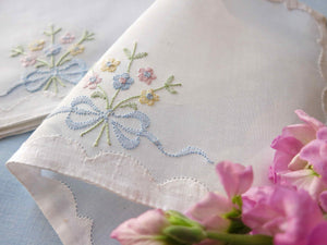 Dainty Bows Vintage Madeira Embroidered Cocktail Napkins - Set of 6