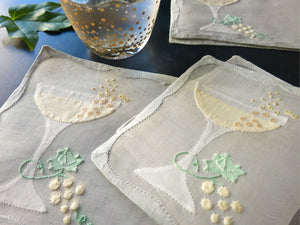 Bubbly Champagne Vintage Madeira Organdy Cocktail Napkins - Set of 8
