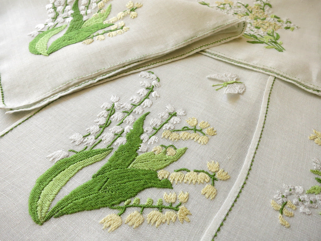 Butterflies and Flowers Italian Hand Embroidered 16pc Placemat Set for 8