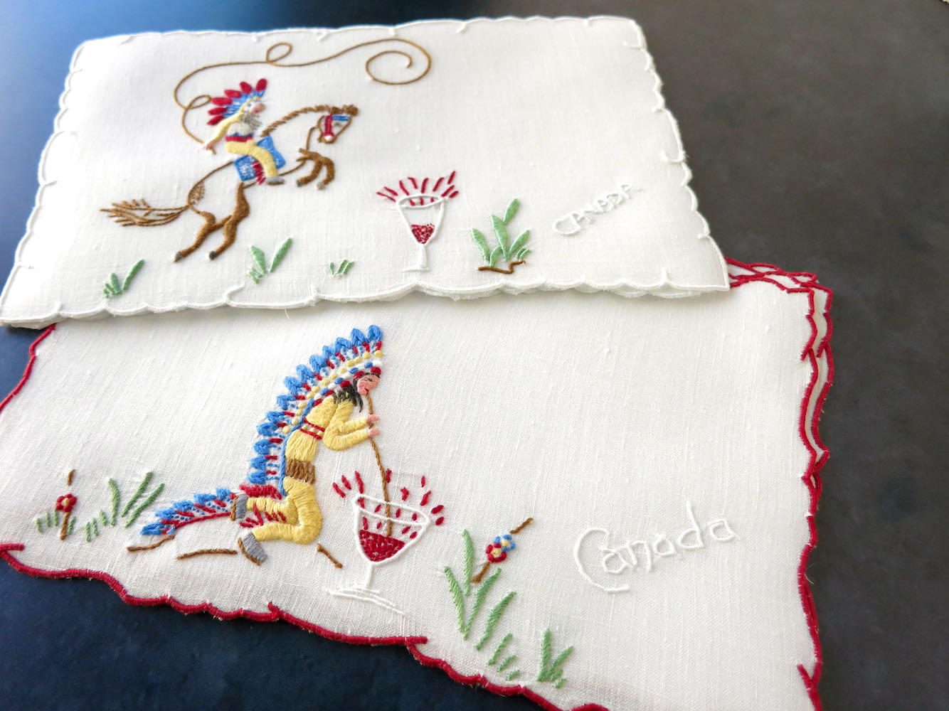 Canada Souvenirs Vintage Madeira Linen Cocktail Napkins, Set of 6
