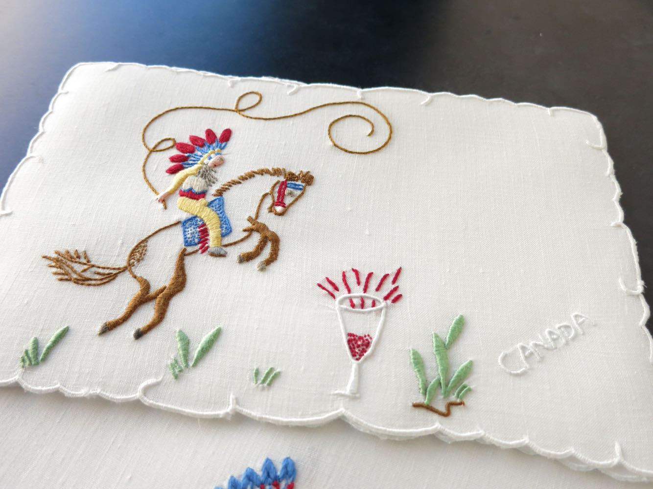 Canada Souvenirs Vintage Madeira Linen Cocktail Napkins, Set of 6