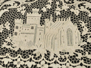 Castles Antique Needle Lace Tablecloth 72x144