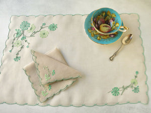 "Cornflower" in Green Vintage Marghab 3pc Breakfast Set