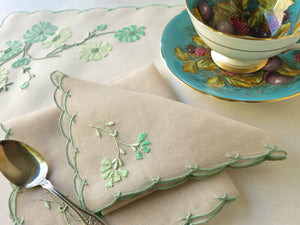"Cornflower" in Green Vintage Marghab 3pc Breakfast Set