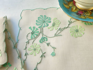 "Cornflower" in Green Vintage Marghab 3pc Breakfast Set