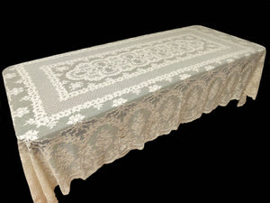 Vintage French Alencon Lace Tablecloth, 64x104