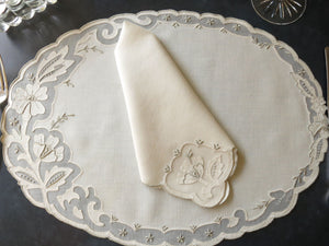 Flowers Vintage Madeira 12pc Linen Placemat Set for 6