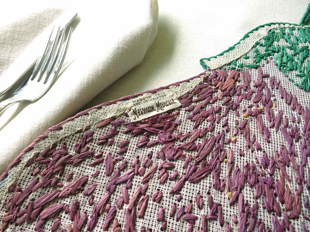 Eggplants Vintage Rapisardi Italian 12pc Raffia Placemats & Coasters Set for 6