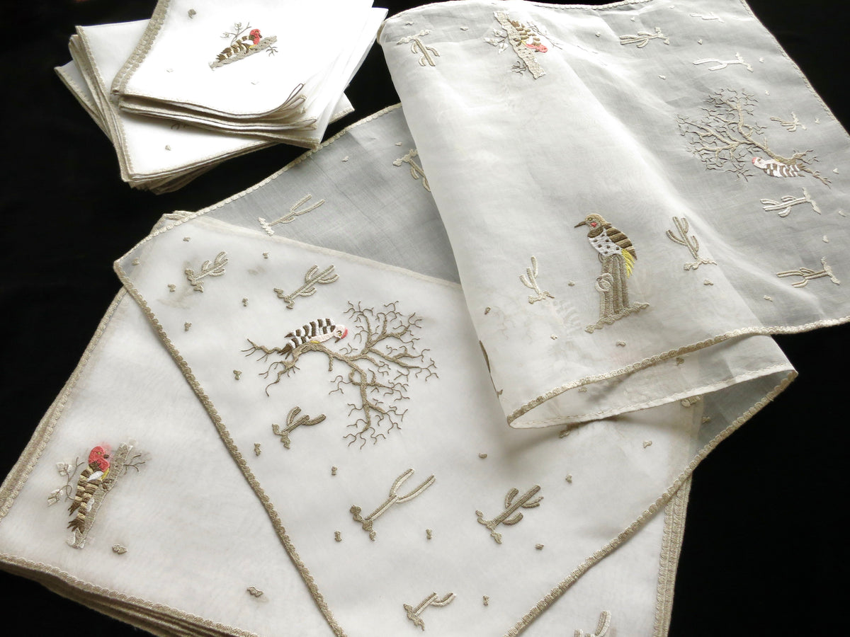 Gila Woodpecker Southwest Desert Vintage Italian Placemat Set - Setting for 8